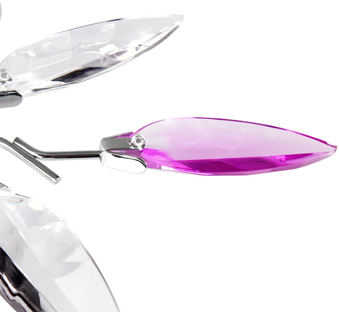 Plafoniera 3 lampadine da max 40 watt design foglie acriliche lampadario lampada da soffitto apparecchio di illuminazione per soggiorno camera da letto lilla 01_0000117