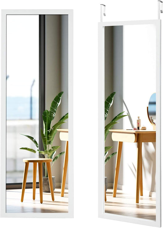 Specchio sulla Porta o sul Muro, Specchio a Figura Intera, Specchio Montato al Muro per Camera da Letto Salone Spogliatoio,120 x 37 cm (Bianco)