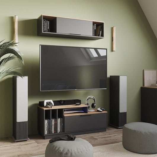 Scaffale a muro Betti, Antracite/Sonoma, 120 x 30 cm