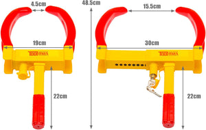 Blocco Ruota Auto Antifurto Bloccaggio per Pneumatico Ruote con 3 Chiavi