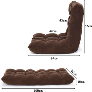 Sedia da Pavimento, Sedia Imbottita Regolabile in 14 Posizioni, Poltrona Salotto per Relax, Yoga, Lettura (Marrone)