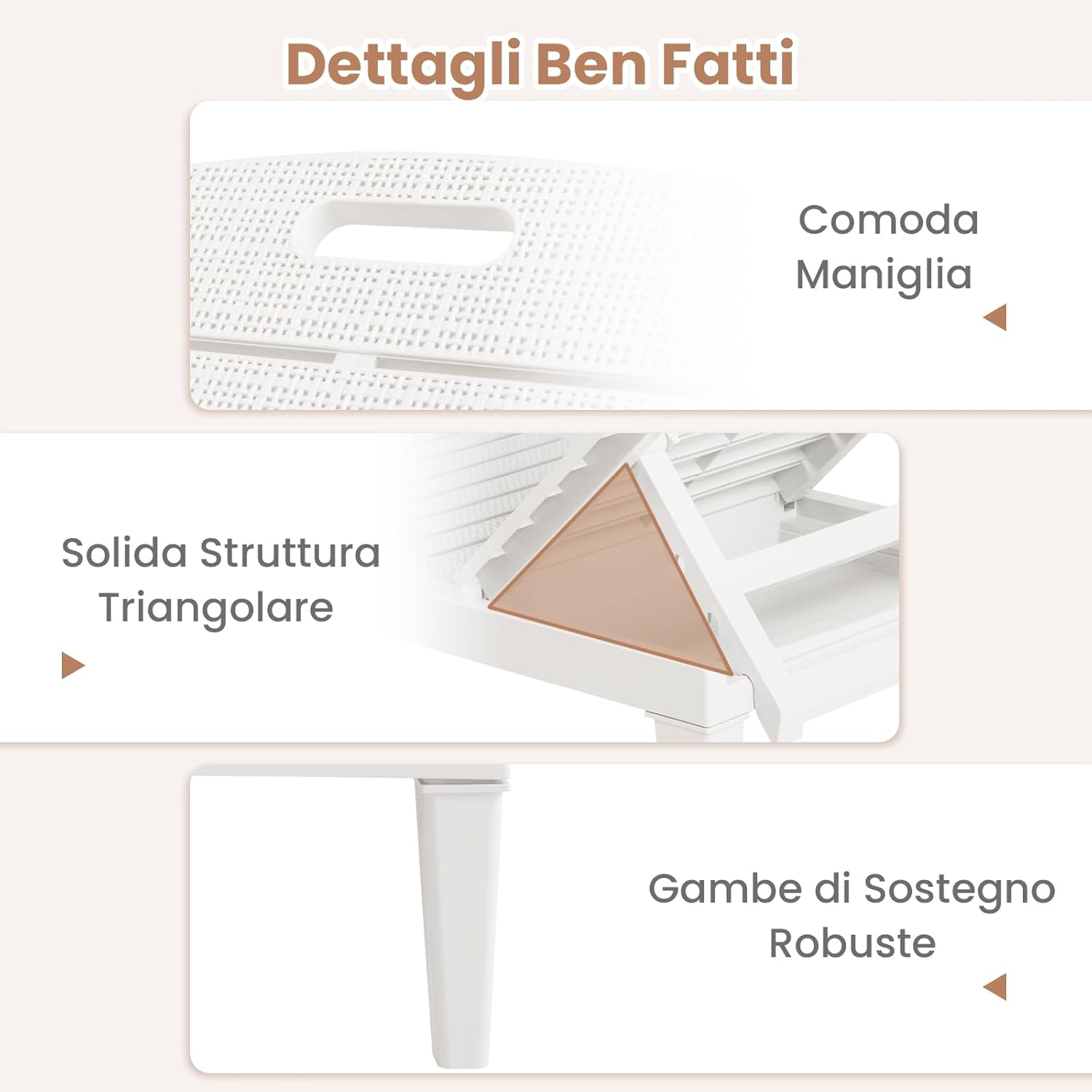 Set di 2 Sedie a Sdraio, Lettino Prendisole da Esterno in PP con Schienali Regolabili in 4 Posizioni, Sedia Reclinabile per Patio, Piscina, Terrazza, Portata 160 kg (Bianco)