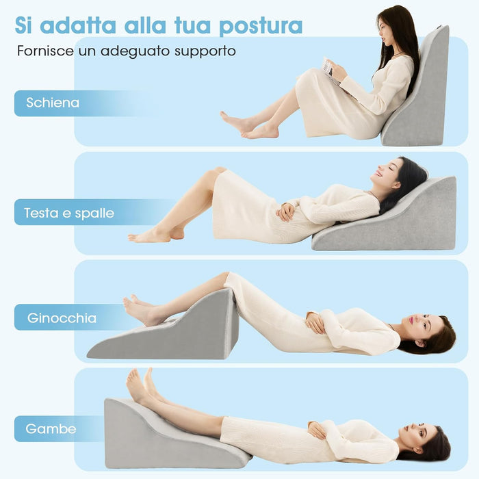 Cuscino a Cuneo per Letto e Divano, Cuscino con Design Curvo unico e Fodera Lavabile, Cuscino a Cuneo Ergonomico in Spugna, per Camera da Letto, Soggiorno