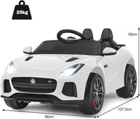 Jaguar Auto Elettrico 12 V per Bambini, Macchina Elettrica con Telecomando, con Luci Musica Storia, Avvio Lento, Velocit¨¤ 3-5 km/h (Bianco)