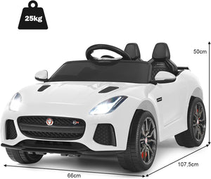 Jaguar Auto Elettrico 12 V per Bambini, Macchina Elettrica con Telecomando, con Luci Musica Storia, Avvio Lento, Velocit¨¤ 3-5 km/h (Bianco)