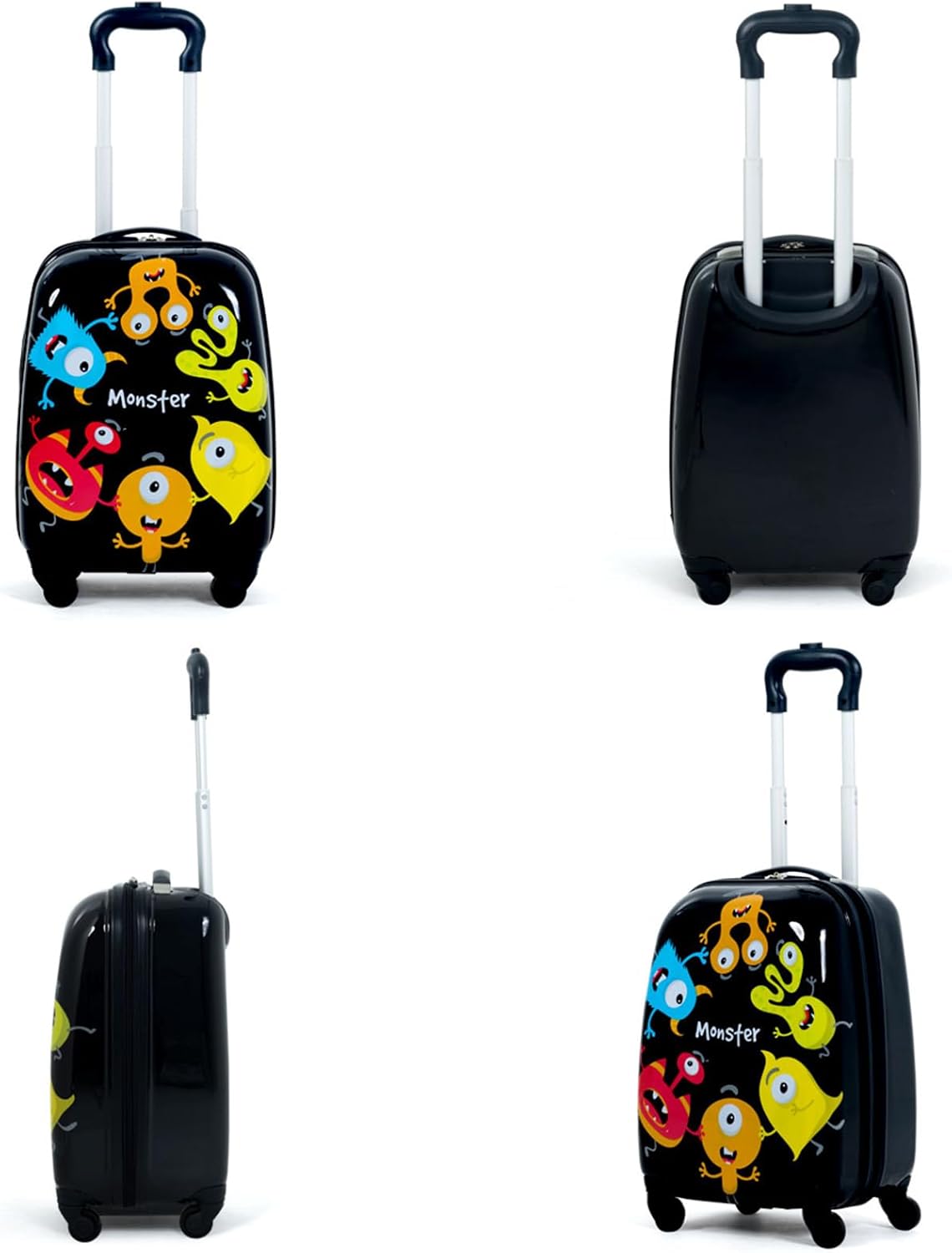 Set di Valigia per Bambini, 16" Valigia+ 12" Zaino, 2 Pezzi, con Ruote Girevoli a 360° e Maniglia Retrattile, Ideale per Viaggiare in Modo Comodo e Divertente (Modello 17)