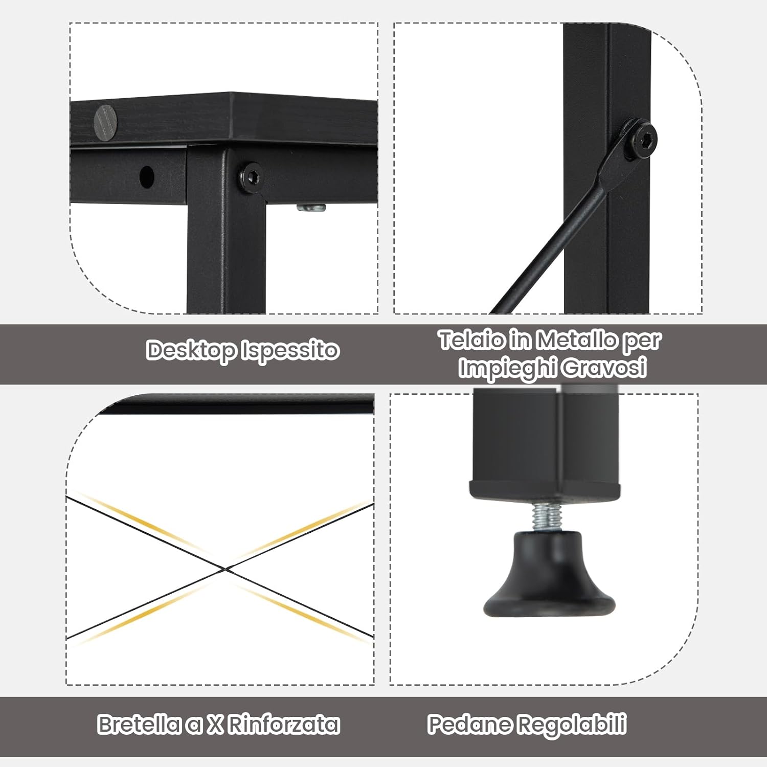 Scrivania Angolare 120 CM, Scrivania per Computer ad Angolo con 2 Ripiani, Scrivania Ufficio Reversibile Moderna con Design Salvaspazio, 120 x 88 x 74,5 cm (Black)