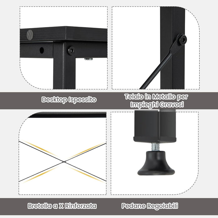 Scrivania Angolare 120 CM, Scrivania per Computer ad Angolo con 2 Ripiani, Scrivania Ufficio Reversibile Moderna con Design Salvaspazio, 120 x 88 x 74,5 cm (Black)