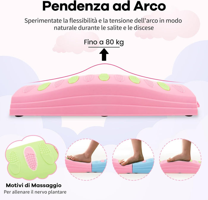 20 Pezzi di Travi Bilanciere, Blocchi Bilanciere per Bambini con Motivi Massaggiatori, Giochi per Pavimento del Percorso di Allenamento per Coordinazione ed Esercizio di Stabilità(Rosa)