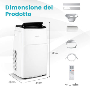 Condizionatore Portatile Caldo e Freddo, 14000BTU/4,1kW, 4 in 1 con Raffreddamento, Riscaldamento, Ventola, Deumidificazione, 24H Timer, R290 (14000BTU|28m²+|Pro) [Classe di efficienza energetica A]