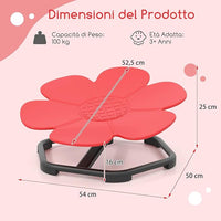 Sedia Girevole a 360° per Bambini, Sedia Sensoriale con Base in Metallo Antiscivolo per Allenare la Coordinazione Fisica e l'Equilibrio, Giocattolo per Cameretta (Rosso,Fiore)