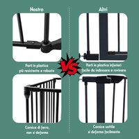 Cancelletto Pieghevole in Ferro per Camino e Scale, Cancello con 6 Pannelli per Bambini, Cani e Gatti, Barriera Protettiva da Interno ed Esterno, 2 Colori Disponibili, 380 x 74,5cm (Nero)