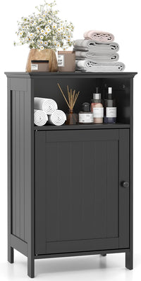 Mobile bagno, Armadietto 40 x 30 x 70cm Multiuso e Salvaspazio con Ante e Mensola Regolabile, Mobiletto in Legno per Soggiorno, Camera da letto e Ufficio (Nero)