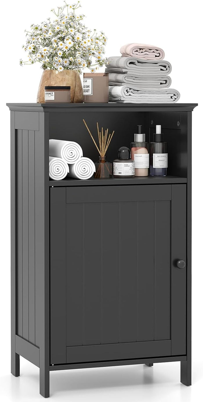 Mobile bagno, Armadietto 40 x 30 x 70cm Multiuso e Salvaspazio con Ante e Mensola Regolabile, Mobiletto in Legno per Soggiorno, Camera da letto e Ufficio (Nero)