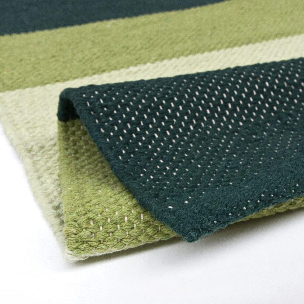 Tappeto Cucina Bagno Puro Cotone Assorbente Intrecciato a Mano Verde 55x240 cm
