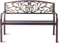 Panchina da Esterno, Panchina in Metallo Verniciato con Schienale Bello, Sedile Ampio e Braccioli Ergonomici, Panca da Giardino, Balcone e Cortile, 126 x 60 x 85 cm (Bronzo)