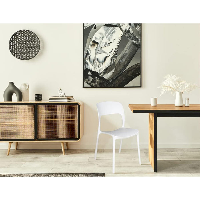 SEDIE IN POLIPROPILENE IMPILABILI 56x48x83cm BIANCHE INTERNO-ESTERNO 6PZ MEB