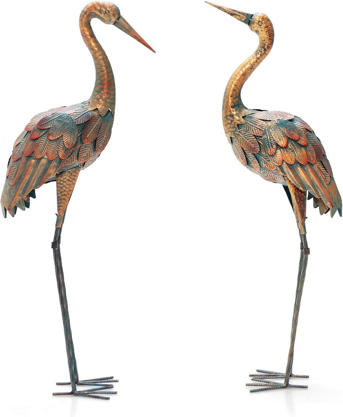 Statue da Giardino in Metallo, Set di 2 Sculture da Esterno ed Interno, Ideale per Casa, Patio, Prato e Cortile (Modello 2)