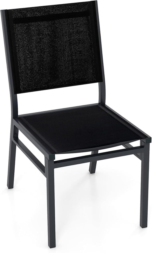 Sedia da Pranzo per Giardino, Sedia Pranzo in Tessuto Textilene, Sedia da Patio senza Braccioli con Schienale, Telaio in Alluminio Resistente, Portata 150 kg (1)