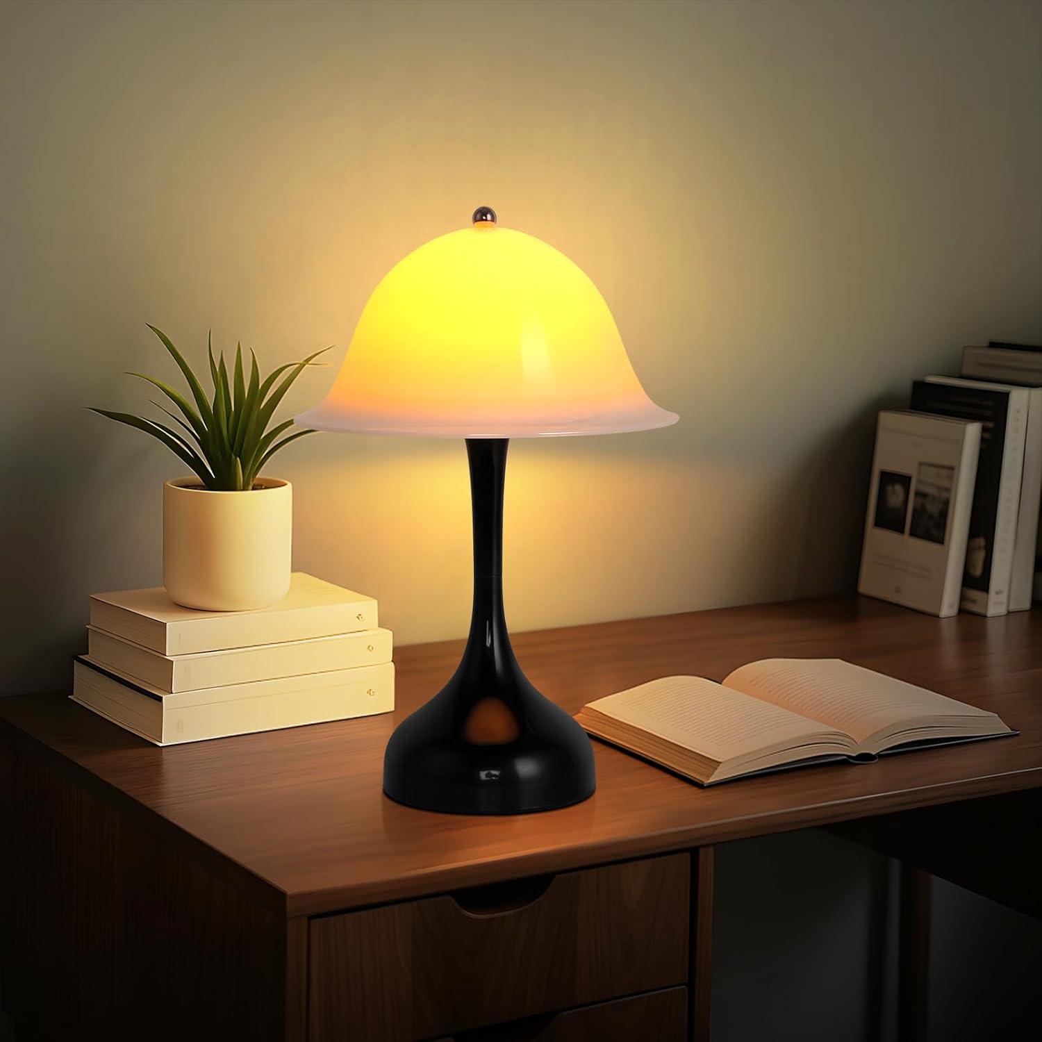 ZMH Lampada da tavolo LED nera moderna dimmerabile per camera letto soggiorno ufficio