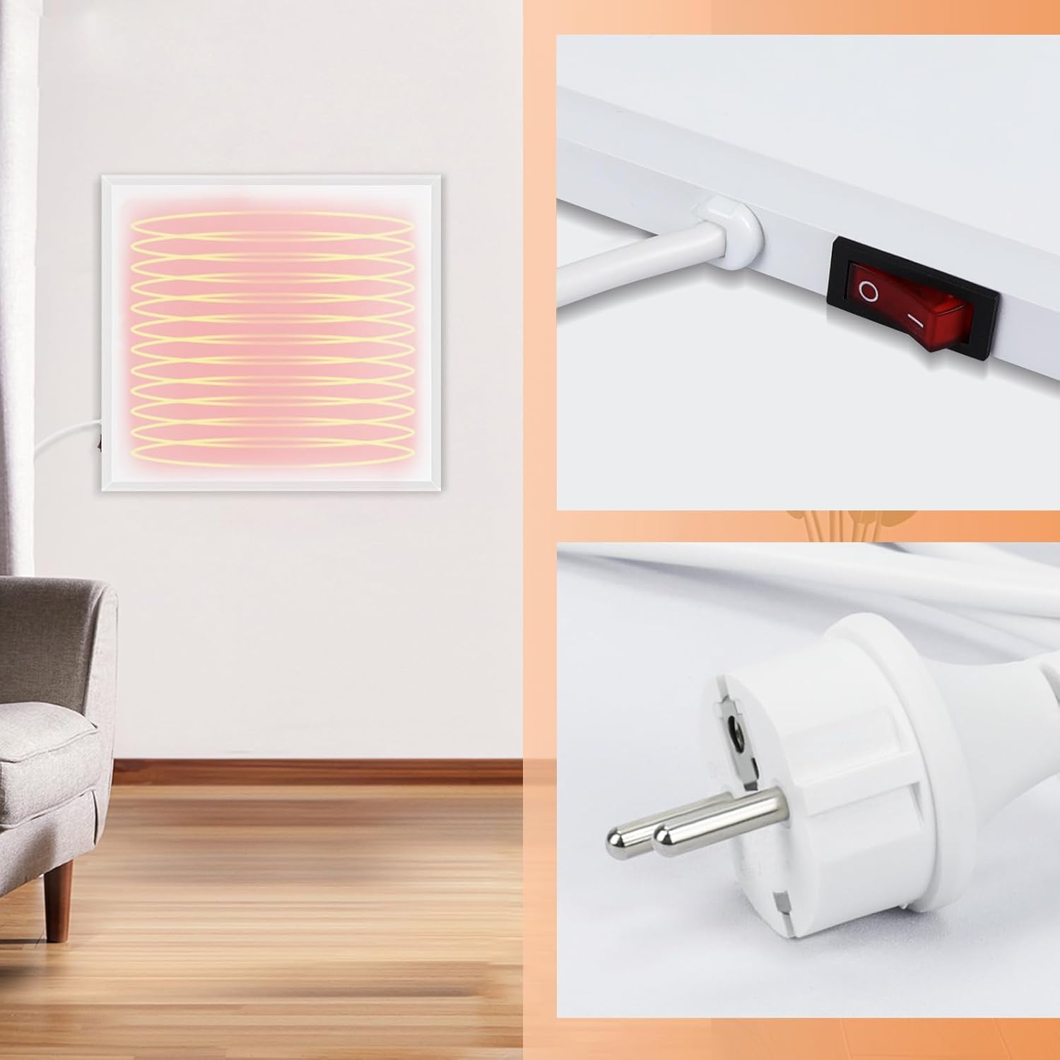 ZMH Termoriscaldatore a Infrarossi 350W Protezione da Surriscaldamento, per Camera/Soggiorno