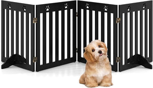 Cancelletto di Sicurezza Pieghevole, Barriera per Animali Domestici, in Legno, 4 Pannelli, 203 x 60 x 1,5 cm (Marrone)