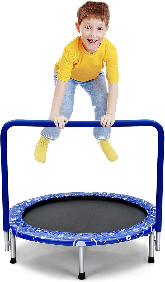Trampolino Elastico per Bambini, Tappeto Elastico Pieghevole per Bambini con Copertura, Cuscinetti Antiscivolo e Maniglia, Ideale per Interno ed Esterno, Carico Massimo 150 kg