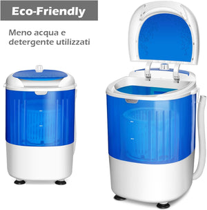 Mini Lavatrice con Centrifuga, Semi Automatico, Lavatrice Compatta Portatile con Funzione Timer, Ideale per Dormitorio e Campeggio, 2,5 kg, 170 W [Classe di efficienza energetica E]