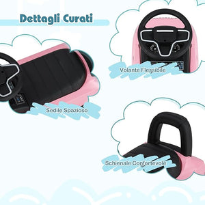 Macchinina Cavalcabile per Bambini, Macchina a Spinta con Clacson, Suoni del Motore e Spazio di Stoccaggio, Auto Giocattolo per Bambini da 1-3 Anni (Rosa)