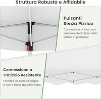 Gazebo Pop-up da Esterno 3 x 3 m, Gazebo Pieghevole con Borsa con Ruote, 8 Picchetti, 4 Ancore, 4 Corde Antivento, 4 Sacchi di Sabbia, Tendone Impermeabile per Eventi Commerciali (Bianco)