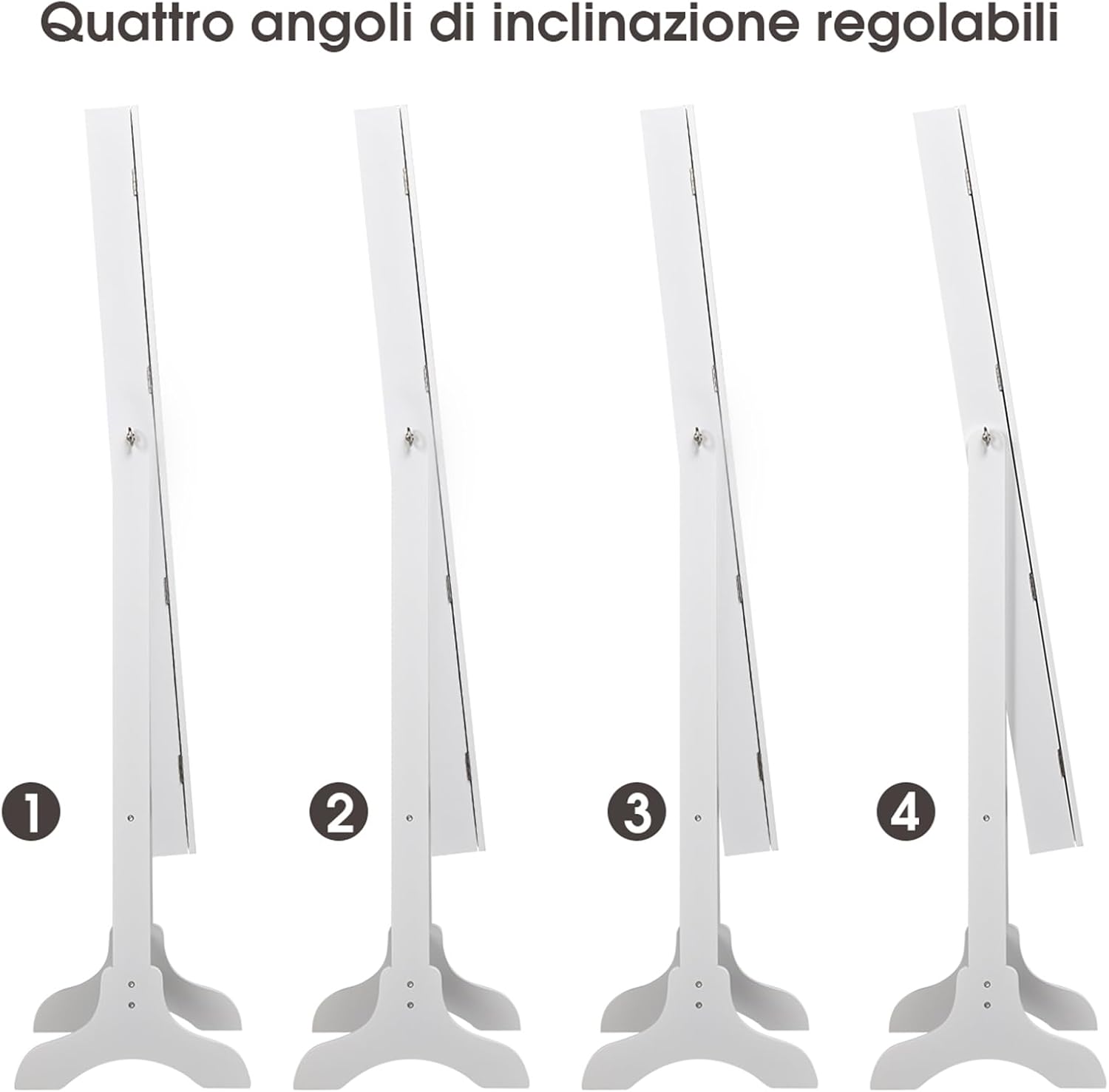 Armadietto Portagioie Specchiera per Gioielli con Chiave e Luci LED, Specchio Figura Intera da Terra, 160x41,5x37cm (Bianco)