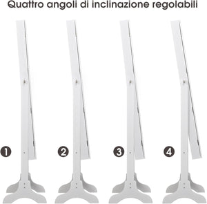 Armadietto Portagioie Specchiera per Gioielli con Chiave e Luci LED, Specchio Figura Intera da Terra, 160x41,5x37cm (Bianco)