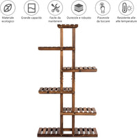 Porta Piante da Interno ed Esterno, Scaffale per Piante in Legno a 6 Livelli, Porta Fiori e Vasi da Balcone, Giardino e Salotto