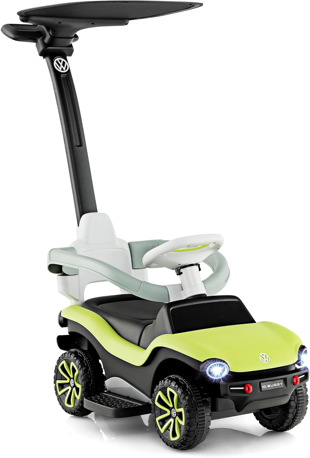 Volkswagen 3 in 1 Macchina Cavalcabile a Spinta per Bambini, Auto a Spinta con Maniglione Regolabile Parasole e Musica, Ideale per Bambini 1-3 Anni