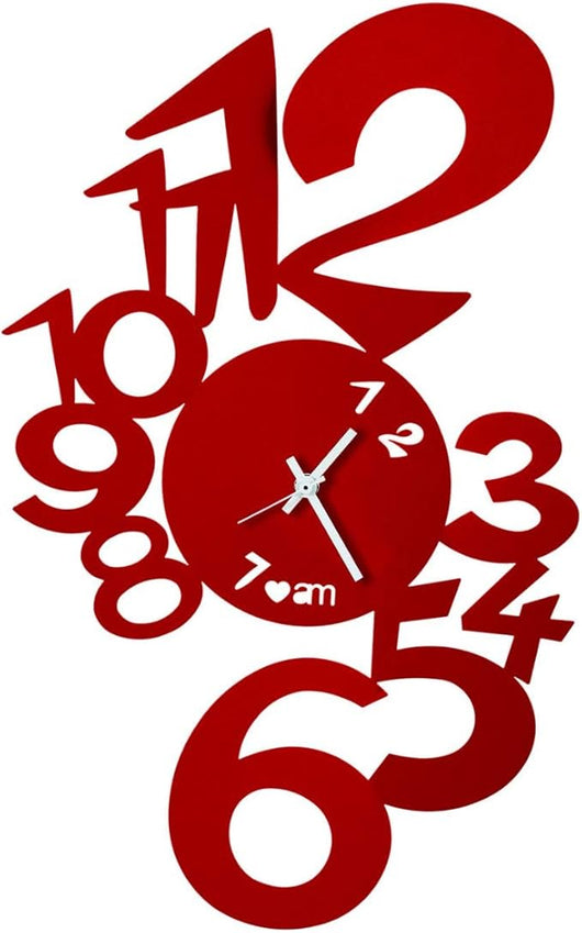 Orologio da Parete Lupin Design Moderno Rosso - Made in Italy, Acciaio, Ø 50 cm, Stile Minimal per Soggiorno, Cucina, Ufficio - Arti e Mestieri