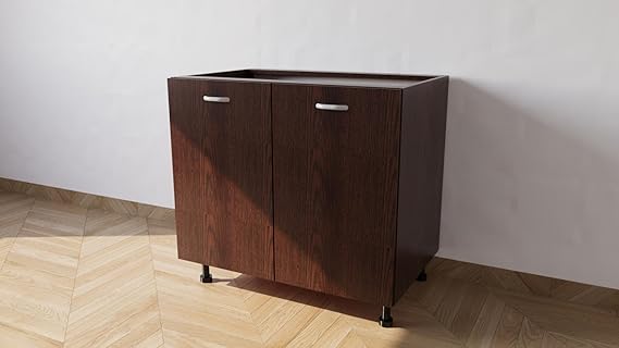 Base per lavello d’appoggio completa di 2 ante spedizione in kit Lunghezza 90 Profondità 55 Altezza 72 esclusi piedini Altezza piedini 10 cm in colore wengè