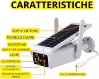 Telecamera WiFi Esterno con Pannello Solare 2MPX, Visione Notturna Infrarossi, Rilevamento Movimento, Audio Bidirezionale, Sicurezza IP con App iCSee e Supporto SD