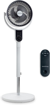 Innoliving Ventilatore a Piantana Digitale High Tech INN-533, Slim Design, Display Touch, Telecomando, Oscillazione 3D, Timer 12h, 3-12 Velocità, 50W, Ventilazione Potente fino a 5m