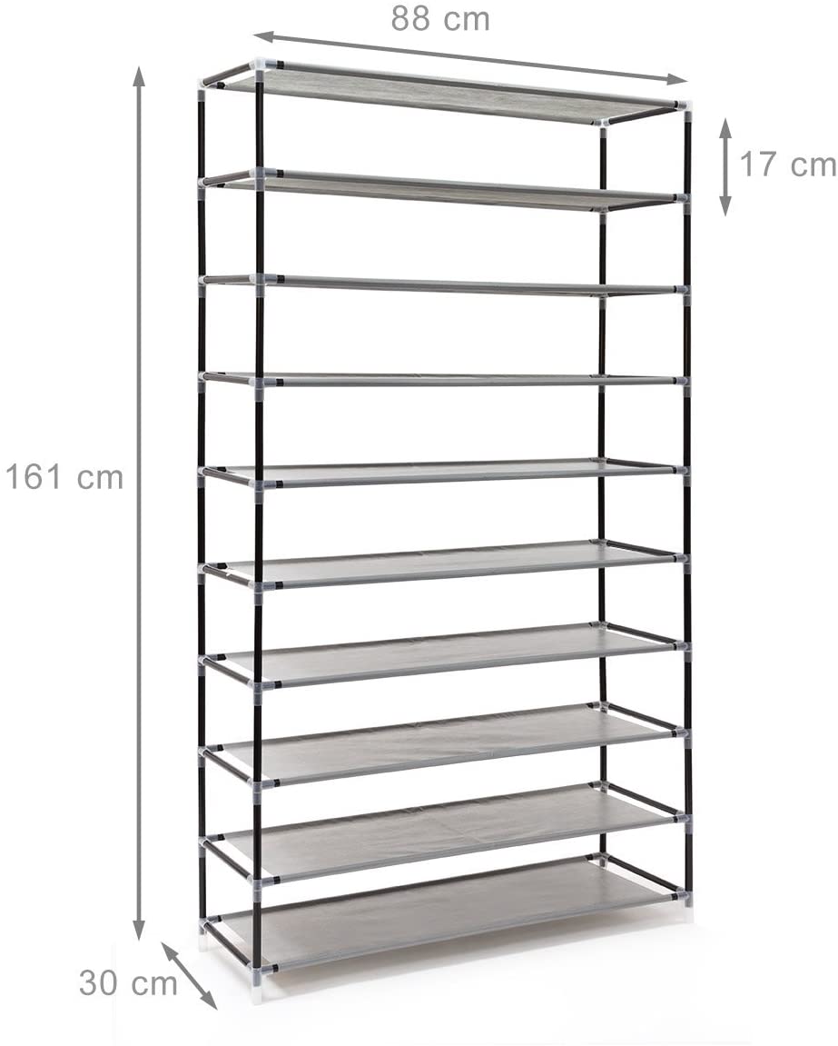 Mobile scarpiera ripiano in tessuto con cerniera 161 cm grigio 13_0001642