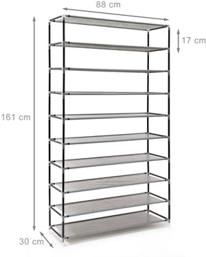 Mobile scarpiera ripiano in tessuto con cerniera 161 cm grigio 13_0001642