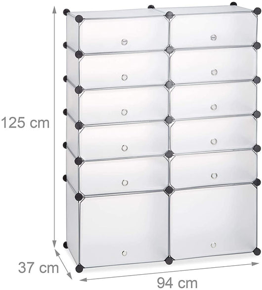 Ripiano armadio scarpiera in plastica 12 scomparti 125 cm trasparente 13_0001638_2