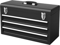 Cassetta Portautensili, Valigetta per Attrezzi con 3 Cassetti + Vassoio, 52 x 21,5 x 30 cm (Nero)
