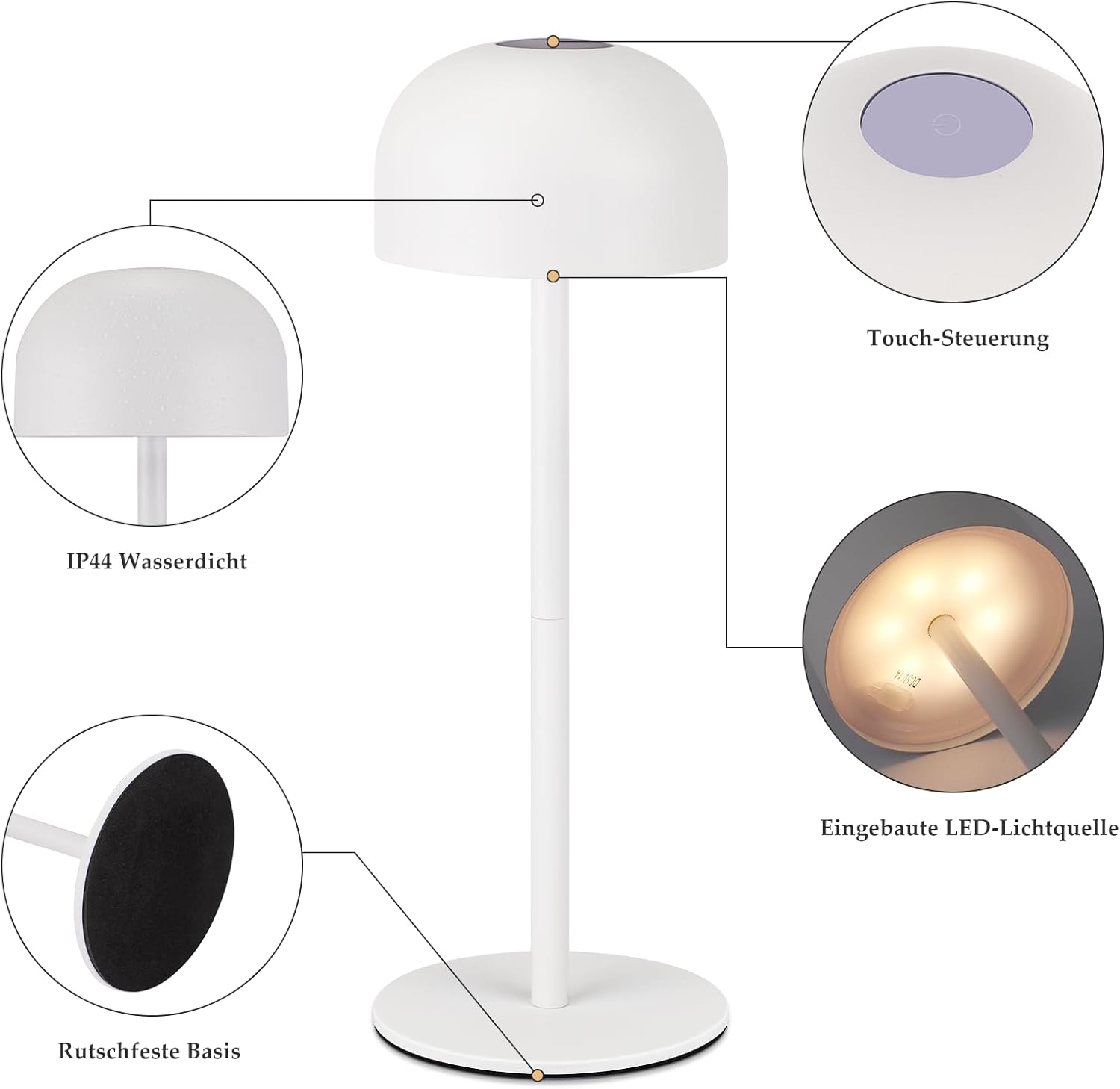 ZMH Lampada da tavolo LED wireless dimmerabile 3 temperature colore per camera letto soggiorno