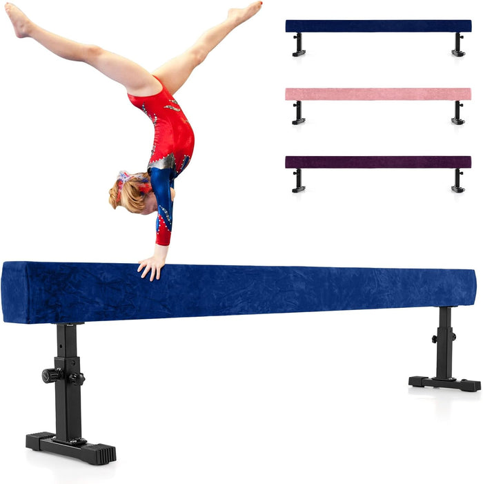 Trave Ginnastica Artistica per Casa Regolabile 226 cm, Trave di Equilibrio con Ruote e 3 Altezze Regolabili e Gambe Robuste per Principianti e Professionisti