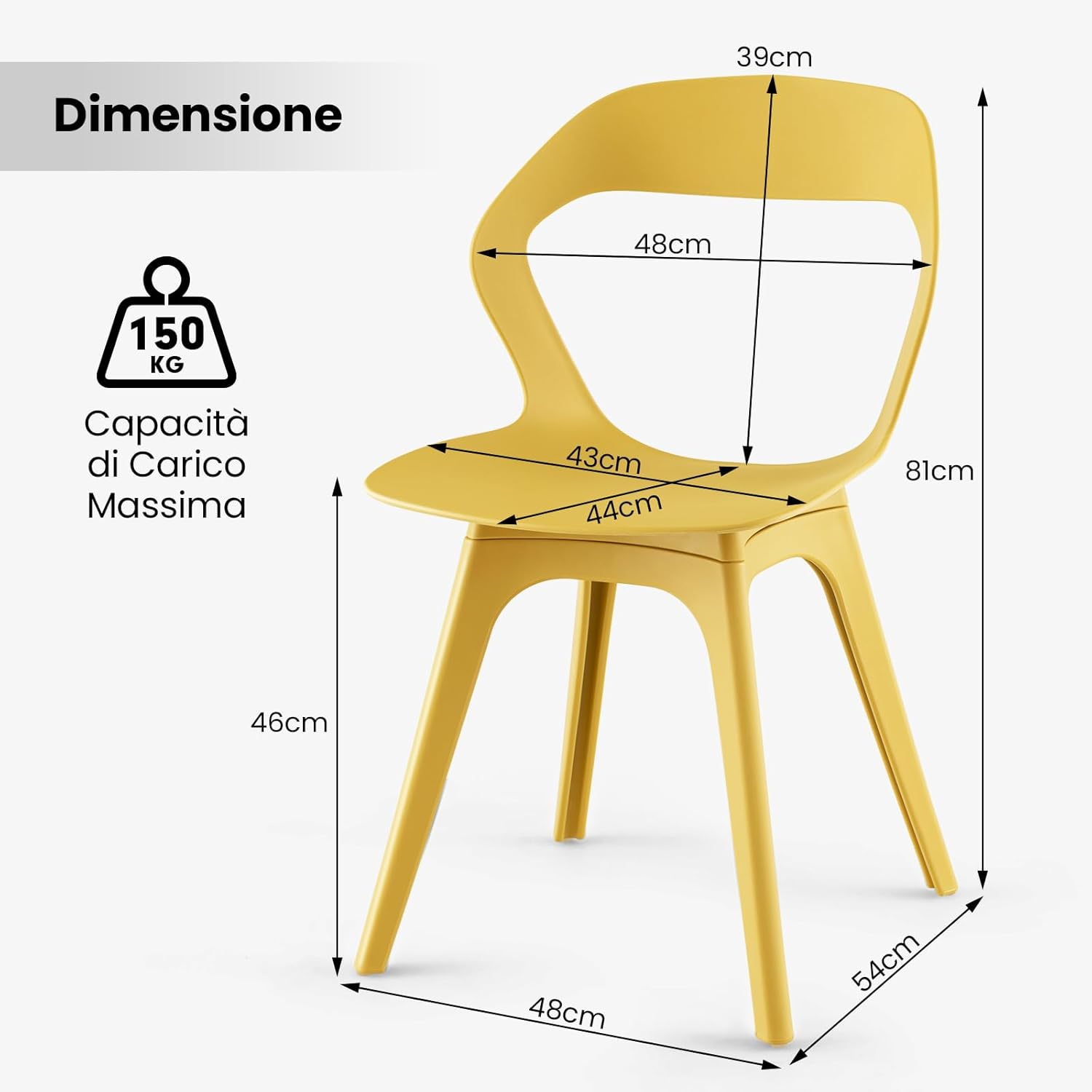 Set di 4 Sedie da Pranzo, Sedie per Cucina 4 Pezzi, Sedie Moderne Laterali per la Sala da Pranzo, Soggiorno e Sala d'Attesa, Facile da Montare
