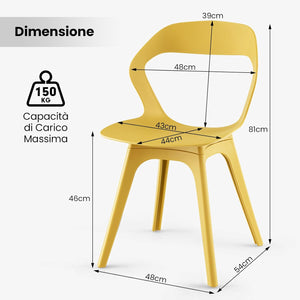 Set di 4 Sedie da Pranzo, Sedie per Cucina 4 Pezzi, Sedie Moderne Laterali per la Sala da Pranzo, Soggiorno e Sala d'Attesa, Facile da Montare