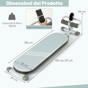 Panca per Addominali Multifunzionale, Panca da Allenamento Pieghevole con 3 Angoli Regolabili e Lunghezza Regolabile, Attrezzatura Fitness per Palestra Domestica, Portata 150 kg