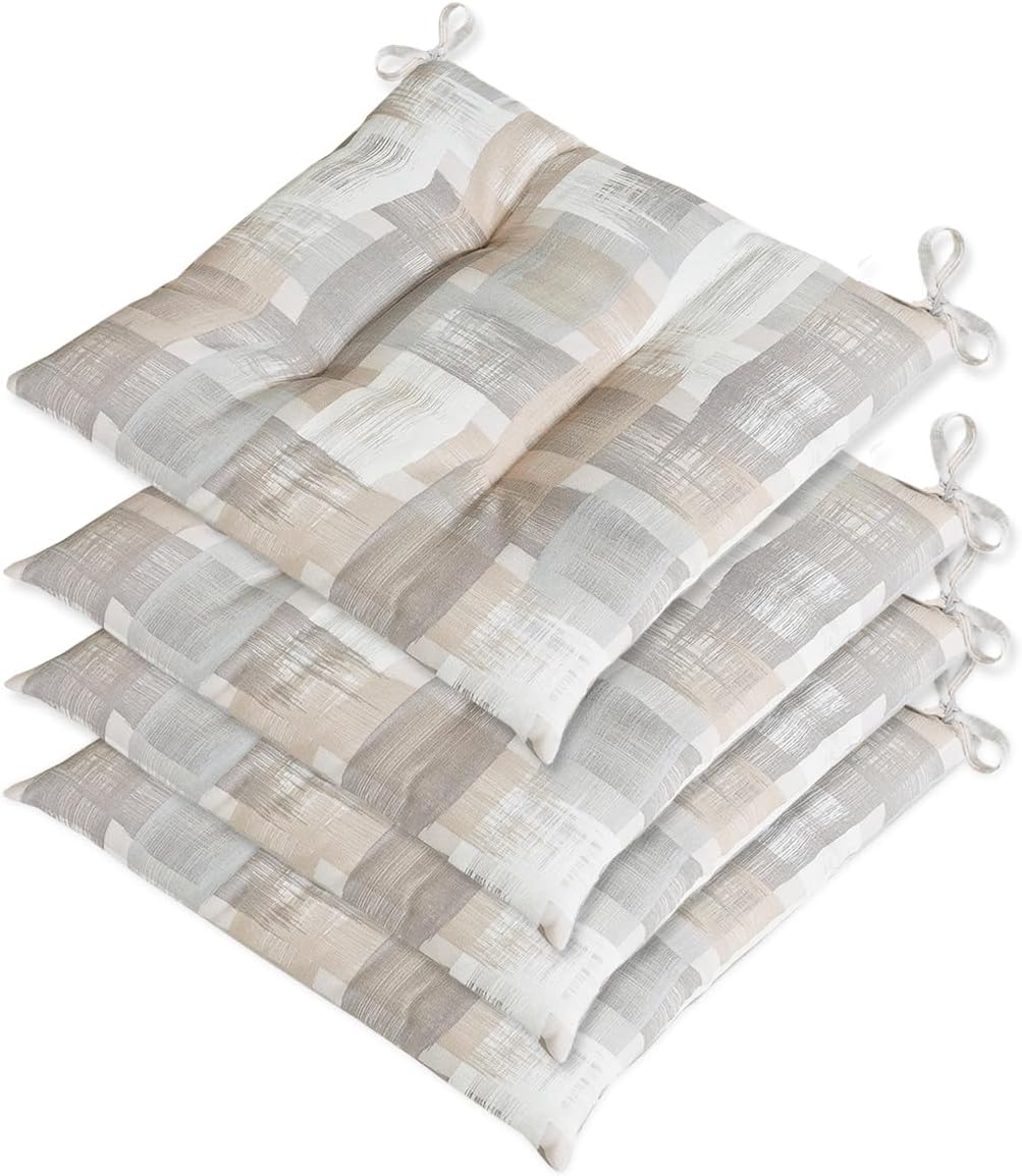 Set 4 Cuscini Sedia Shabby Chic Morbidi Imbottiti Ovatta Universali Coprisedie Cotone Lavabile