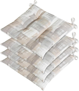 Set 4 Cuscini Sedia Shabby Chic Morbidi Imbottiti Ovatta Universali Coprisedie Cotone Lavabile