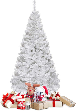 Albero di Natale 150/180/210/240 cm, Albero di Natale Bianco con 350/650/950/1138 Rami in PVC e Supporto in Metallo, Albero di Natale Artificiale per Casa, Ufficio e Negozio (150 cm)